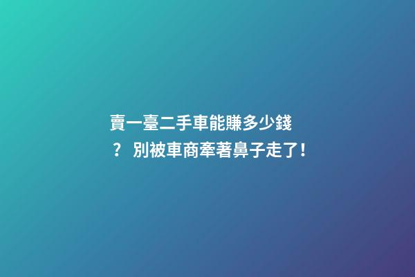 賣一臺二手車能賺多少錢？ 別被車商牽著鼻子走了！